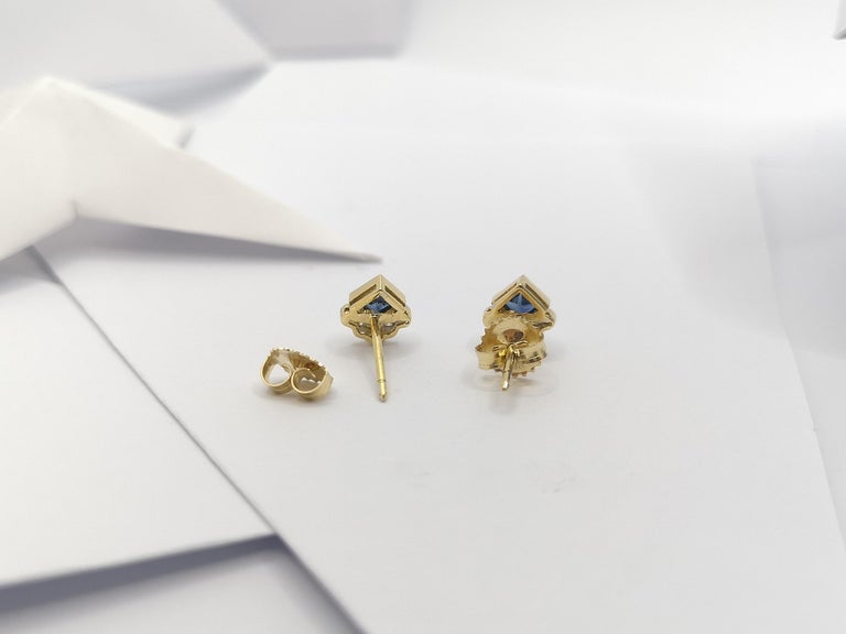 SJ1226 - Blue Sapphire with Diamond Earrings Set in 18 Karat Gold Settings