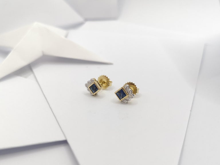 SJ1226 - Blue Sapphire with Diamond Earrings Set in 18 Karat Gold Settings
