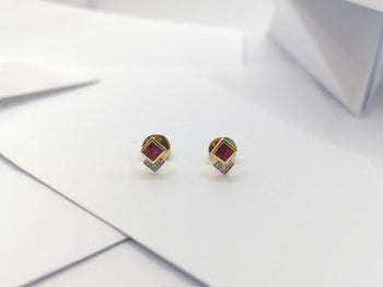 SJ1326 - Ruby with Diamond Earrings Set in 18 Karat Gold Settings