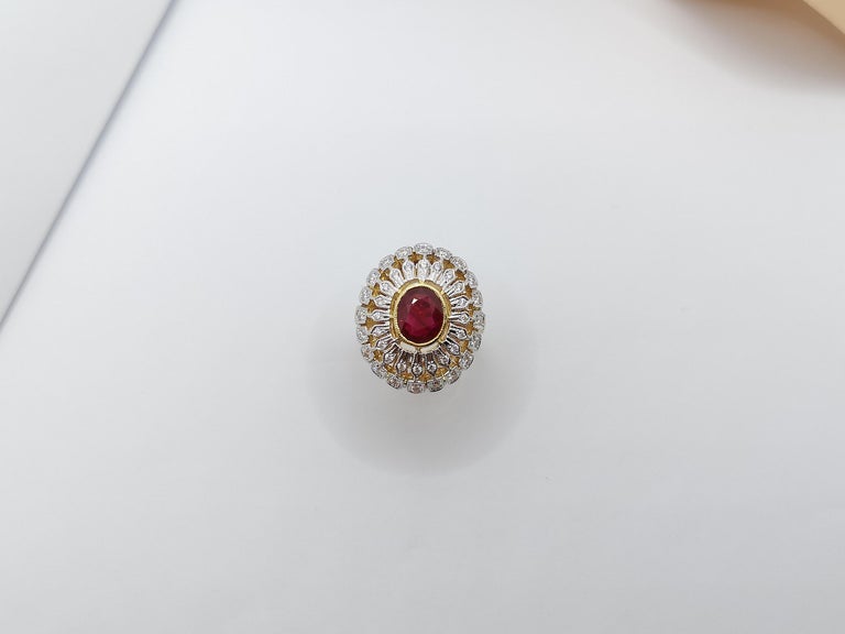 JR0383T - Ruby & Diamond Ring Set in 18 Karat Gold Setting