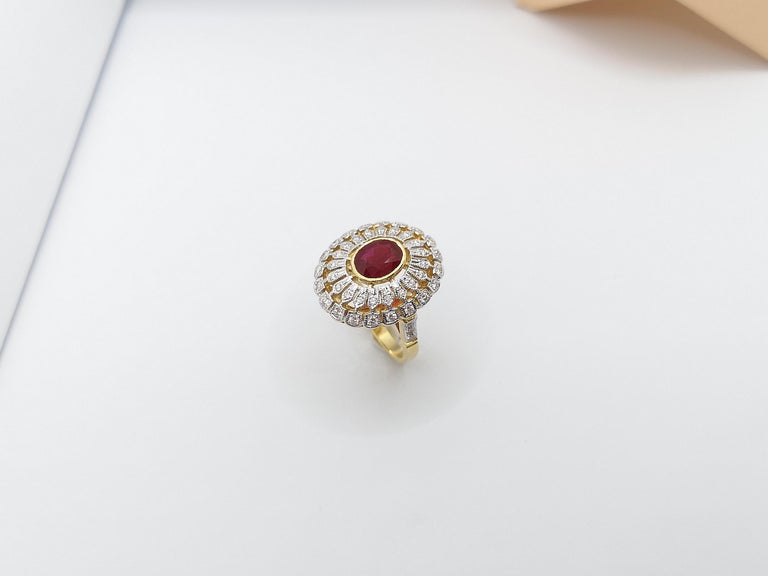 JR0383T - Ruby & Diamond Ring Set in 18 Karat Gold Setting