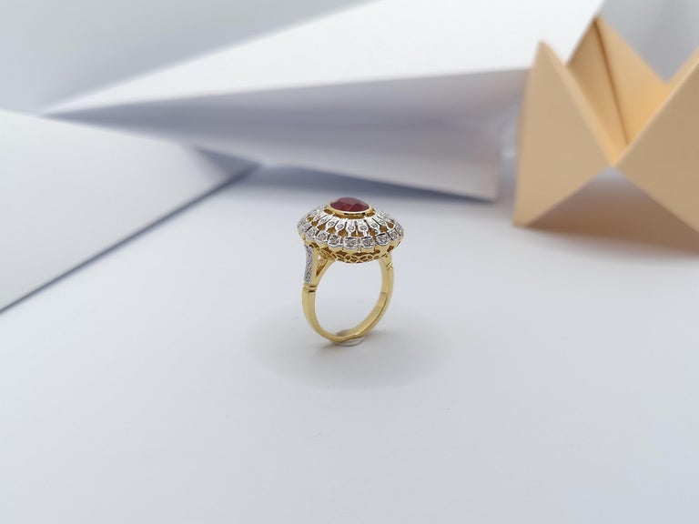 JR0383T - Ruby & Diamond Ring Set in 18 Karat Gold Setting