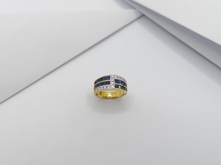 SJ1308 - Blue Sapphire with Diamond Ring Set in 18 Karat Gold Settings