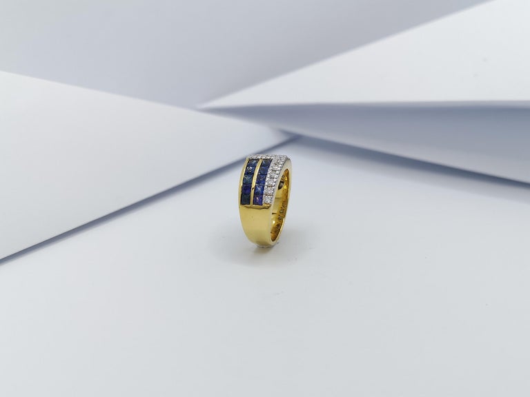 SJ1308 - Blue Sapphire with Diamond Ring Set in 18 Karat Gold Settings