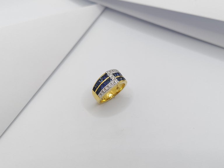 SJ1308 - Blue Sapphire with Diamond Ring Set in 18 Karat Gold Settings