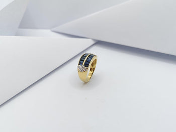 SJ2726 - Blue Sapphire with Diamond Ring Set in 18 Karat Gold Settings