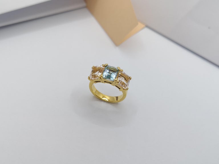 JR0171P - Aquamarine & Morganite Ring Set in 18 Karat Gold Setting