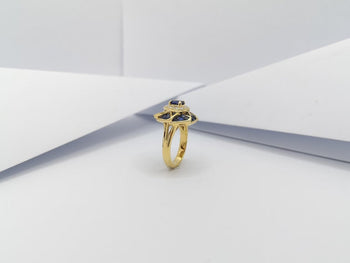 JR0214P - Blue Sapphire & Diamond Ring Set in 18 Karat Gold Setting