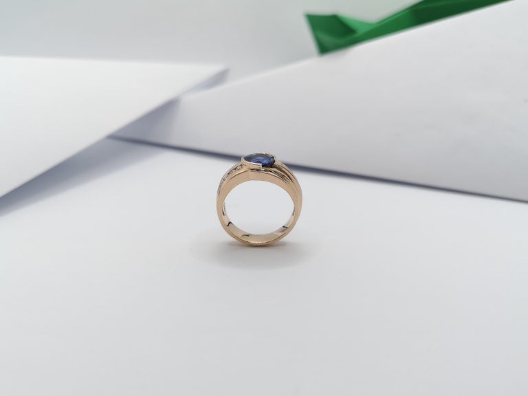 SJ2710 - Blue Sapphire with Diamond Ring Set in 18 Karat Rose Gold Settings