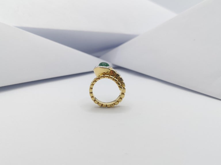 JRB8566 - Cabochon Emerald & Diamond Serpent Ring Set in 18 Karat Gold Setting