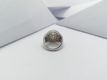 SJ2753 - White Sapphire with Yellow Sapphire and Diamond Ring Set in 18 Karat White Gold