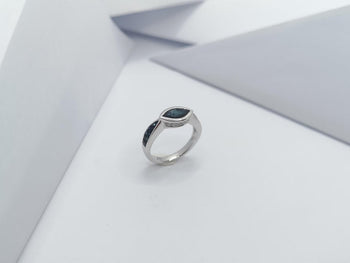 JR0230P - Blue Sapphire & Diamond Ring Set in 18 Karat White Gold Setting