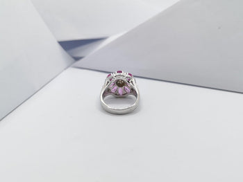 SJ1291 - Pink Sapphire with Diamond Ring Set in 18 Karat White Gold Settings