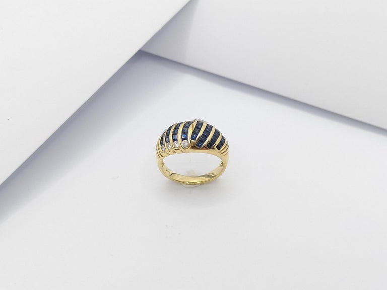 SJ6075 - Blue Sapphire with Diamond Ring Set in 18 Karat Gold Settings