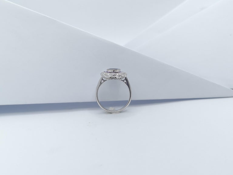 JR0183P - Blue Sapphire & Purple Sapphire and Diamond Ring Set in 18 Karat White Gold
