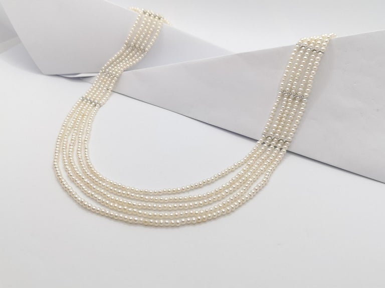 JN0040U - Fresh Water Pearl & Diamond Necklace Set in 18 Karat White Gold