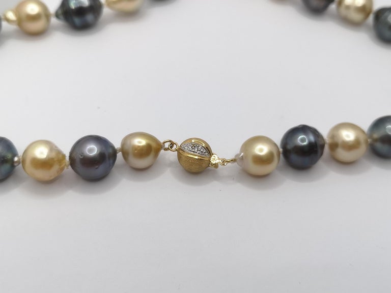 JCD5018 - Golden and Tahitian South Sea Pearl with Diamond Clasp in 18k gold