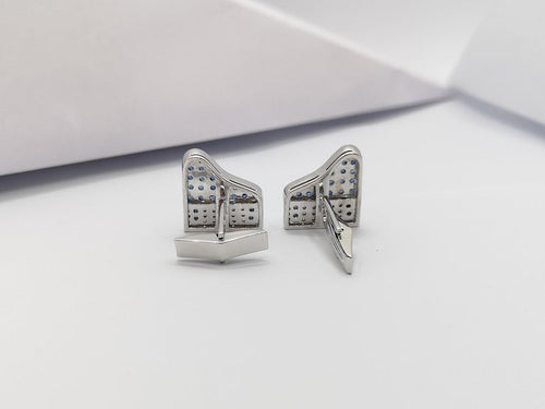 SJ2665 - Blue Sapphire with Diamond Piano Cufflink Set in 18 Karat White Gold Settings
