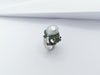 SJ2756 - South Sea Pearl with Tsavorite and Cabochon Ruby Frog Ring Set in 18K White Gold