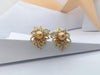SJ1254 - Golden South Sea Pearl with Diamond Flower Earrings Set in 18 Karat Gold