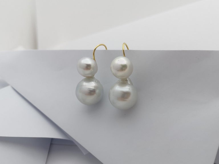 SJ1326 - South Sea Pearl Earrings Set in 18 Karat Gold Settings