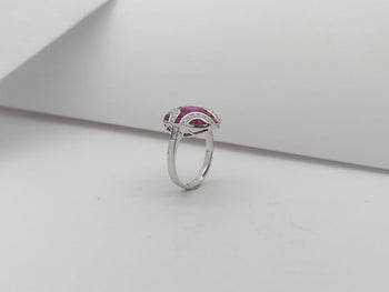 JR0230P - Art Deco Style Ruby & Diamond Ring Set in 18 Karat White Gold Setting