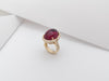 SJ1286 - Cabochon Rubellite with Diamond Ring Set in 18 Karat Rose Gold Settings