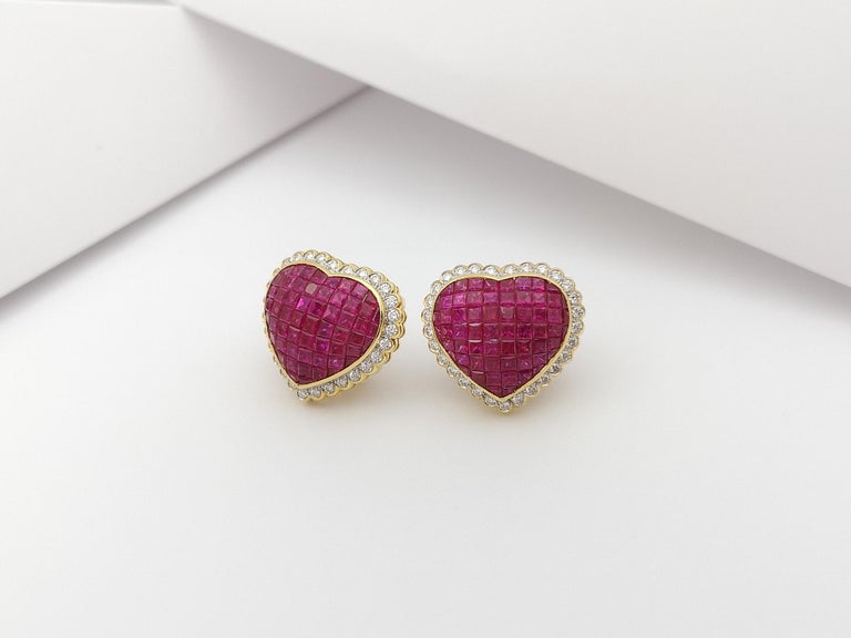 SJ1279 - Ruby with Diamond Earrings Set in 18 Karat Gold Setting