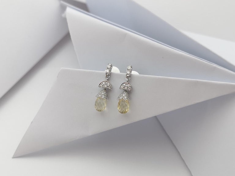 JE0290P - Yellow Sapphire & Diamond Earrings Set in 18 Karat White Gold Setting