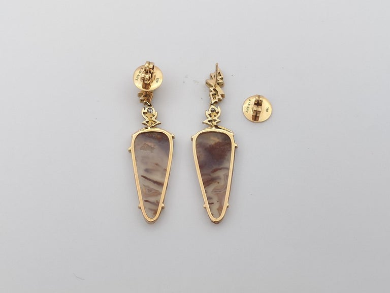 SJ2705 - Quartz with Brown Diamond and Diamond Earrings Set in 18 Karat Rose Gold Setting