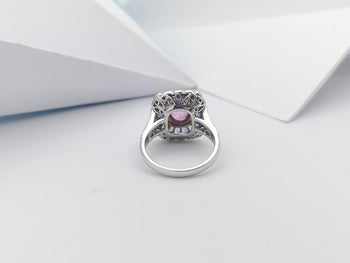JR0300P - Pink Sapphire, Blue Sapphire and Diamond Ring Set in 18 Karat White Gold Setting