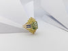 SJ1147 - Green Tourmaline with Blue Sapphire and Yellow Sapphire Ring in 18 Karat Gold