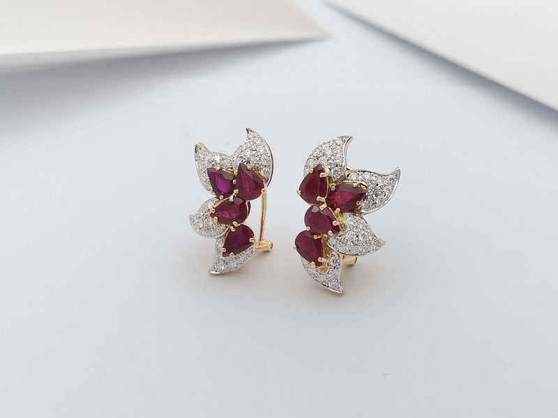 SJ2246 - Ruby with Diamond Earrings Set in 18 Karat Rose Gold Settings