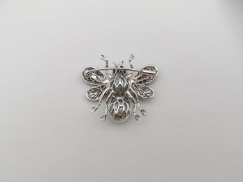 JP0412X - South Sea Pearl, Ruby, and Brown Diamond Bee Brooch Set in 18K White Gold Setting