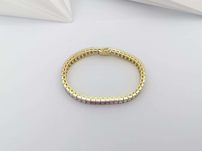 SJ2376 - Multicolored Sapphire with Diamond 2.03 Carat Bracelet in 18 Karat Gold