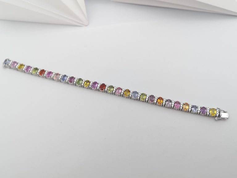 SJ1175 - Rainbow Color Sapphire with Diamond Bracelet Set in 18 Karat White Gold Settings