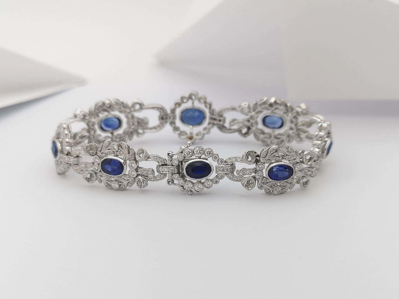 SJ6050 - Blue Sapphire with Diamond Bracelet set in 18 Karat White Gold Settings