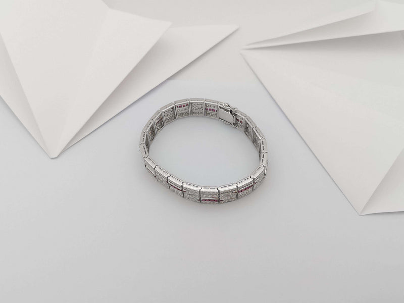 SJ2257 - Ruby with Diamond Bracelet Set in 18 Karat White Gold Settings