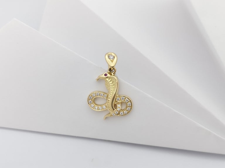 SJ6182 - Brown Diamond with Ruby Snake Chinese Zodiac Pendant Set in 18 Karat Gold