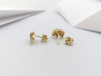 JE0205T - Blue Sapphire & Diamond Earrings set in 18 Karat Gold Setting