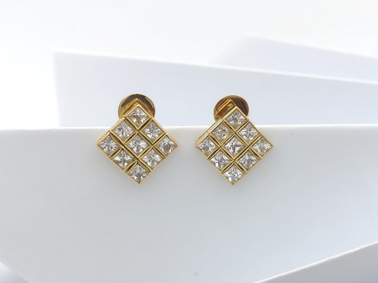 SJ2971 - White Sapphire Earrings Set in 18 Karat Gold Settings