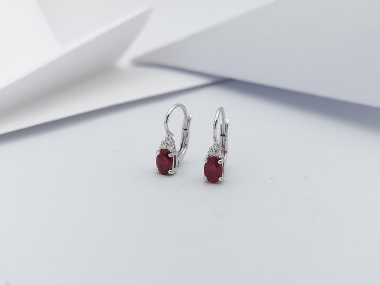 SJ6377 - Ruby with Diamond Earrings set in 18 Karat White Gold Settings