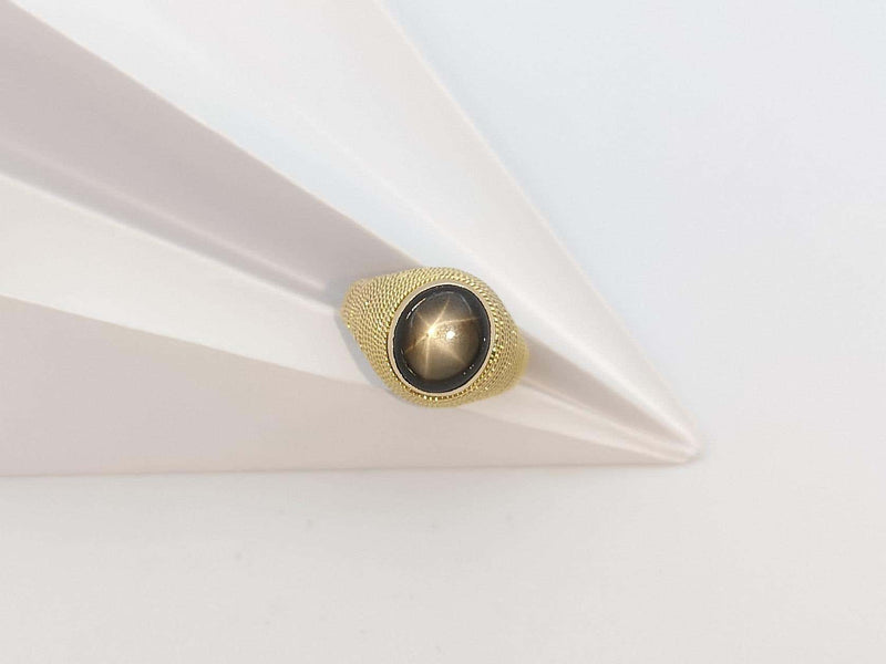 SJ6026 - Black Star Sapphire Ring Set in 18 Karat Gold Settings
