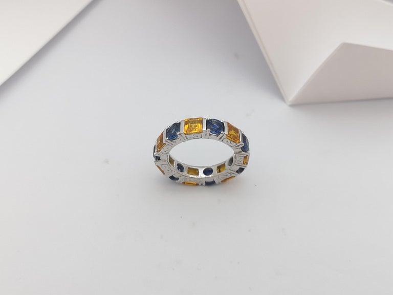 SJ6030 - Blue Sapphire  and Yellow Sapphire Ring set in 18 Karat White Gold Settings