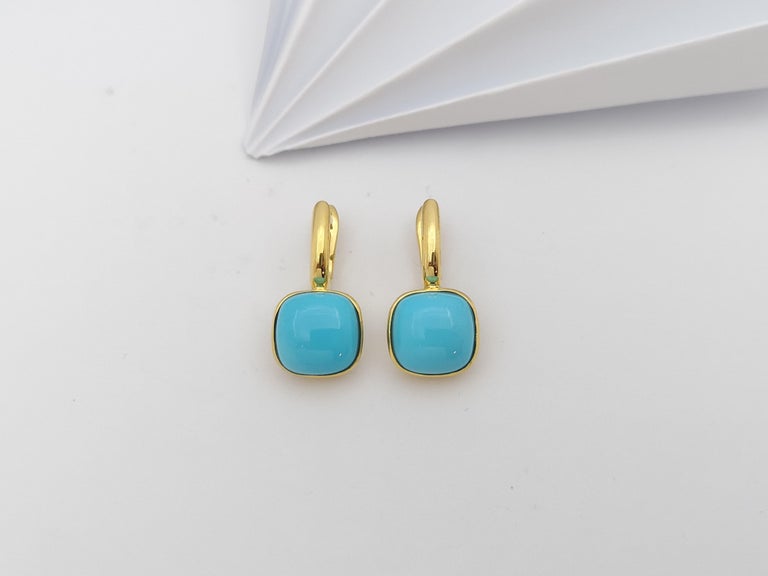 SJ2965 - Turquoise Earrings Set in 18 Karat Gold Settings