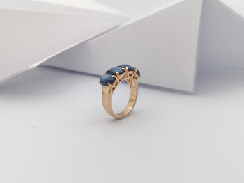 SJ2876 - Blue Star Sapphire Ring Set in 18 Karat Rose Gold Settings