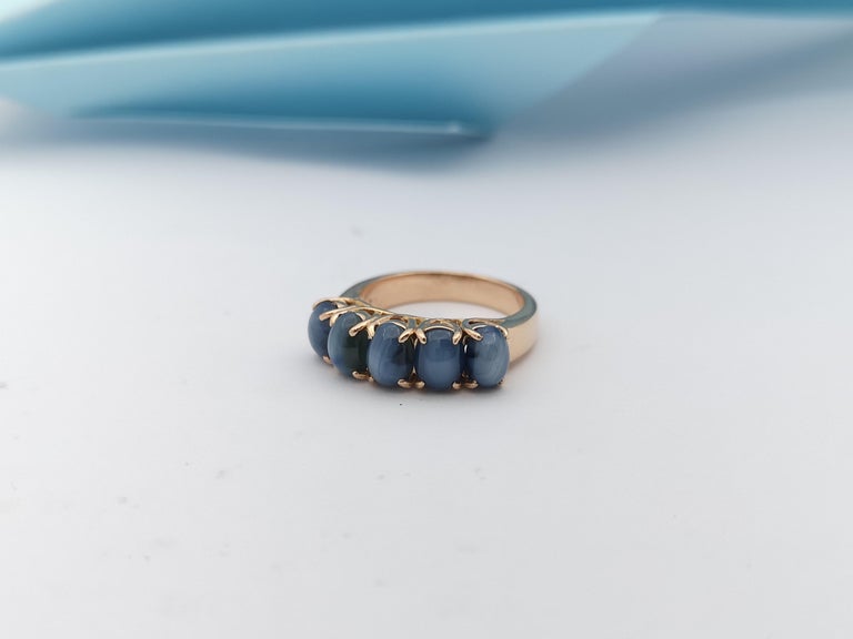 SJ2897 - Blue Star Sapphire  Ring Set in 18 Karat Rose Gold Settings