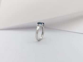 SJ6104 - Blue Sapphire with White Sapphire Ring Set in Platinum 900 Settings