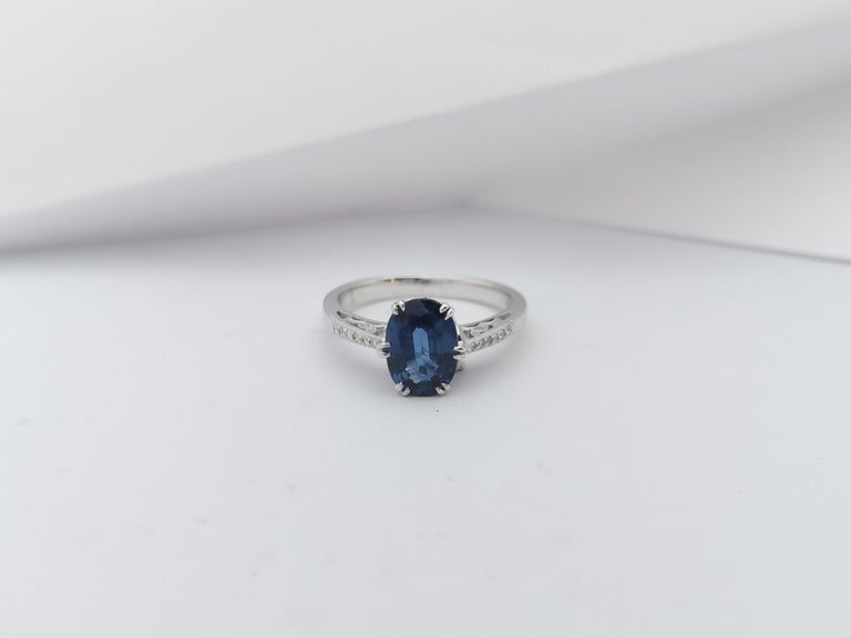 SJ2893 - Blue Sapphire with Ruby and Diamond Ring Set in 18 Karat White Gold Settings