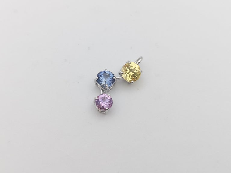 JP0262P - Rainbow Colour Sapphire Pendant Set in 18 Karat White Gold Settings